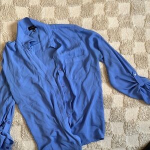 Blue Button-Up Blouse